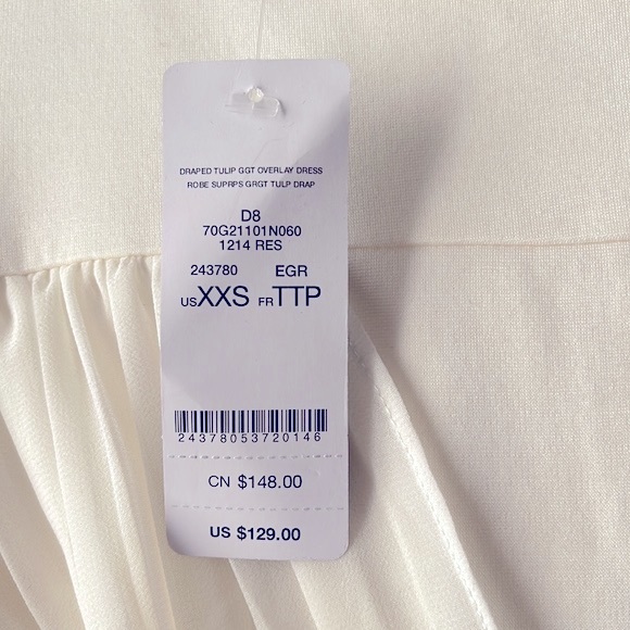 Bebe Draped Tulip Overlay Dress White XXS - Picture 7 of 8